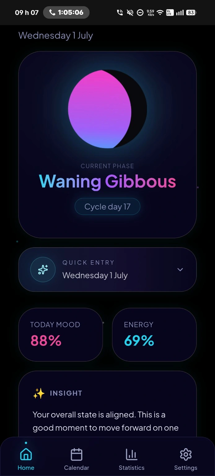 Lun△rMood — Dashboard React