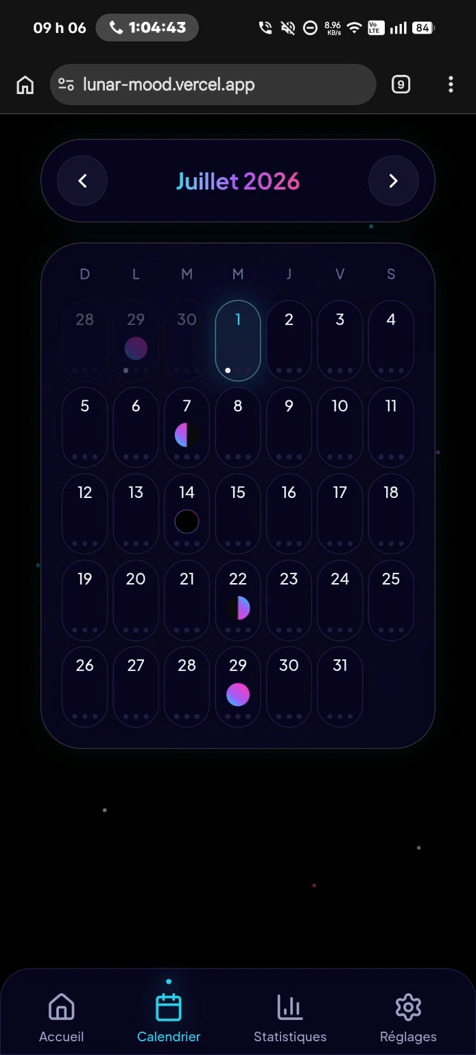 Lun△rMood — Calendrier React